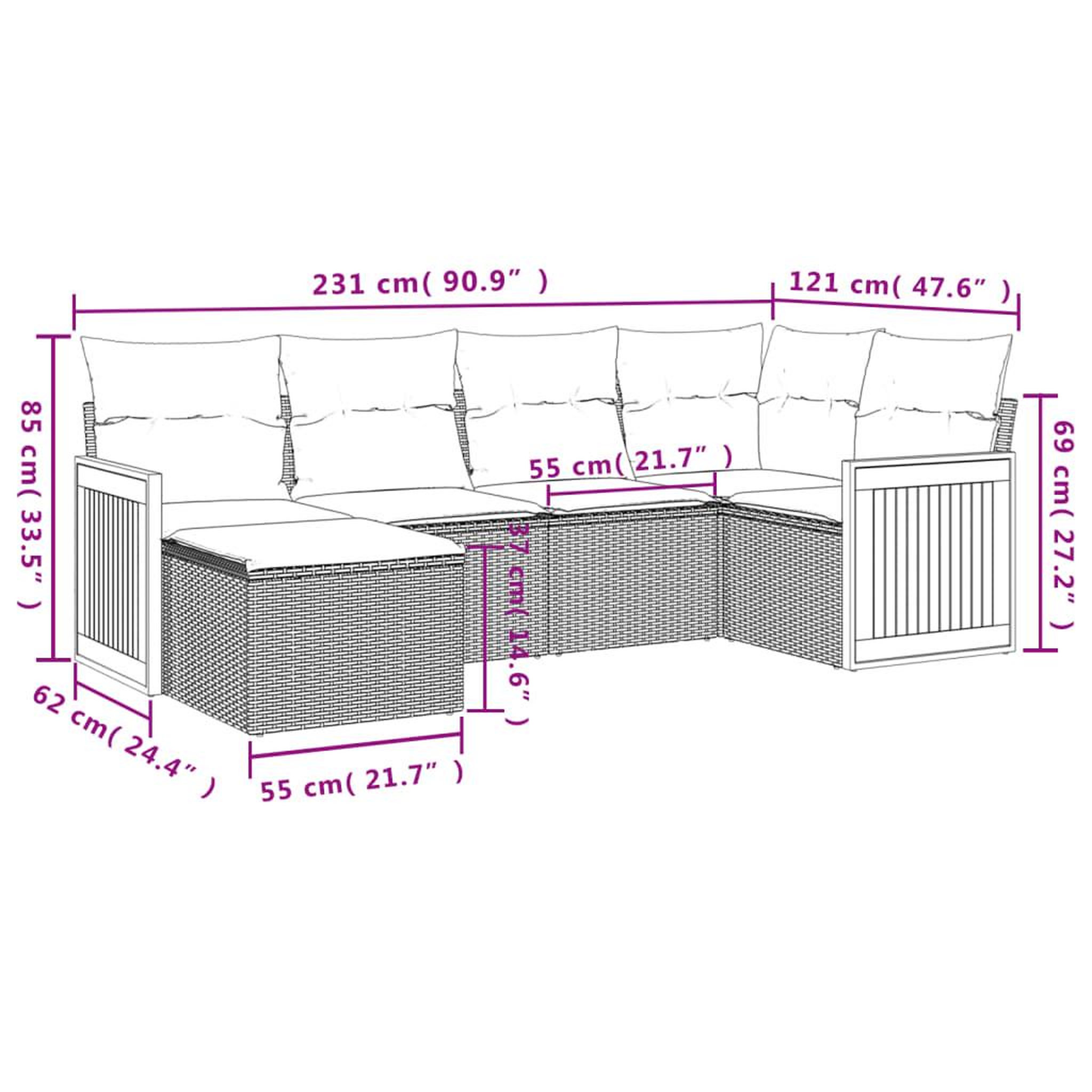 Voir la diapositive 4 : VIDAXL Salon de jardin 6 pcs avec coussins noir resine tressee