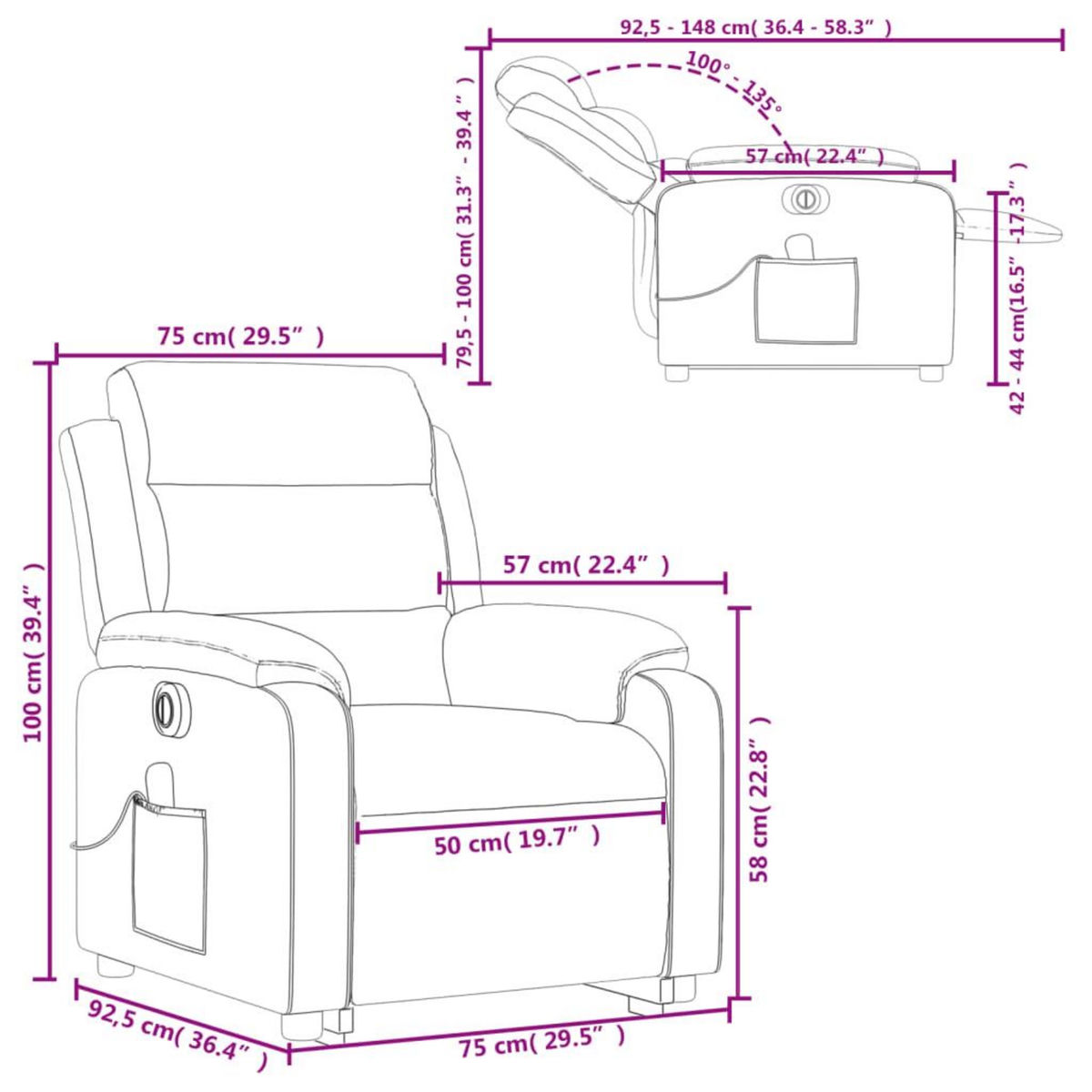 VIDAXL Fauteuil inclinable de massage electrique Vert fonce Tissu