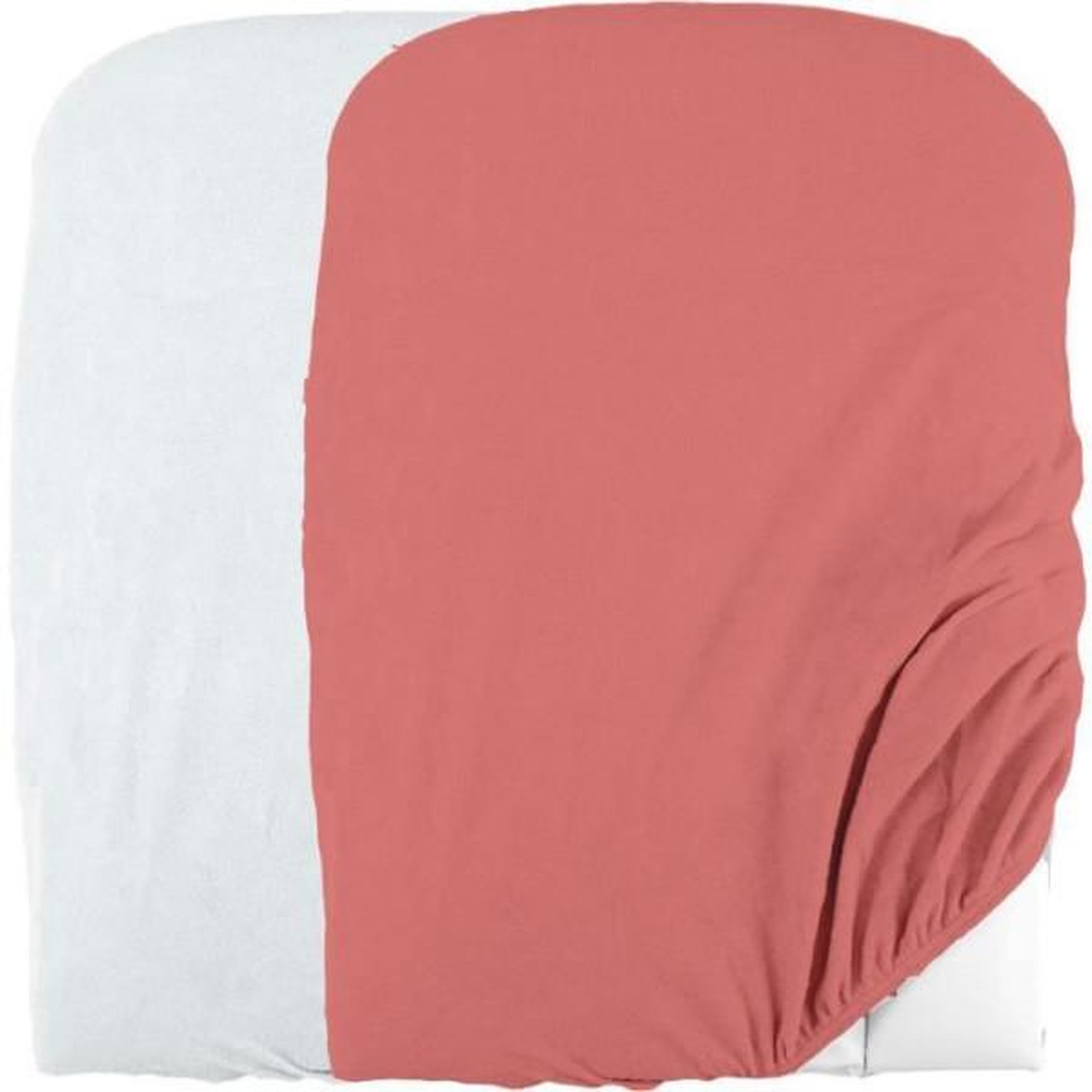 DOMIVA Lot de 2 housses de matelas a  langer en éponge bouclette - Blanc / Terracotta - 50 X 75 cm