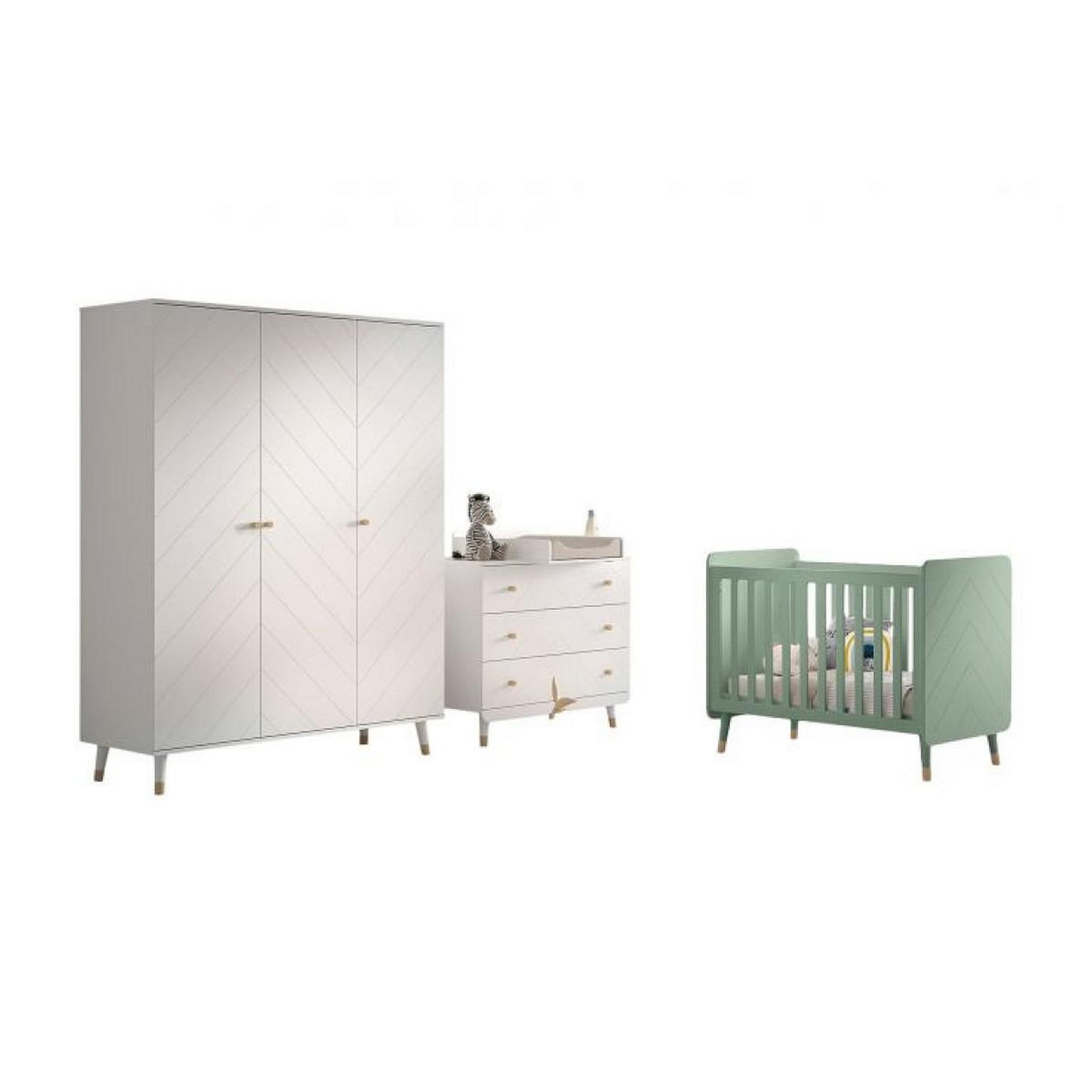 Vipack Billy set commode Armoire blanc Lit Bébé vert