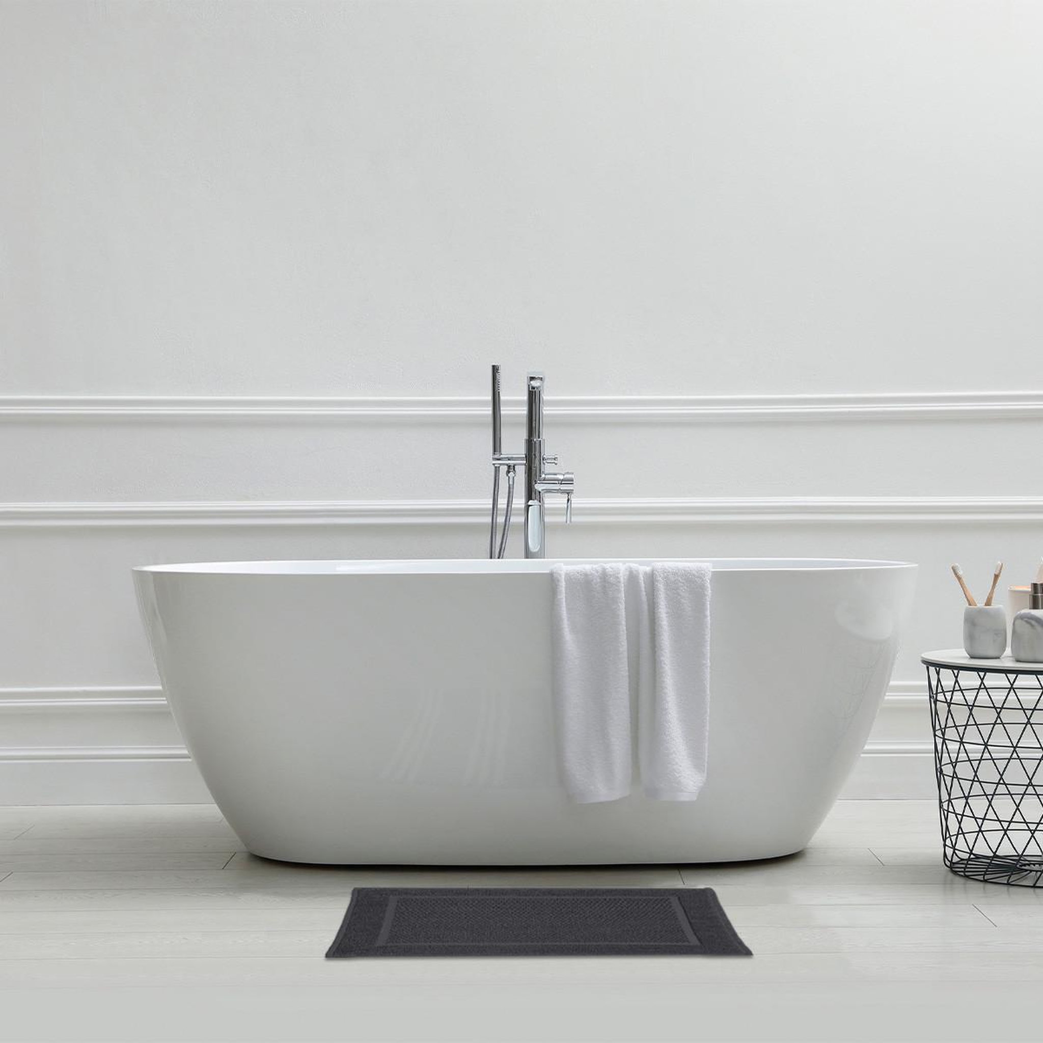 Voir la diapositive 2 : GUY LEVASSEUR Tapis de bain uni en coton éponge Oeko-Tex 50x70cm