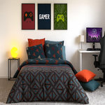 ATELIER DU COTON Parure housse de couette 100% coton 57fils , holi. Coloris disponibles : Bleu