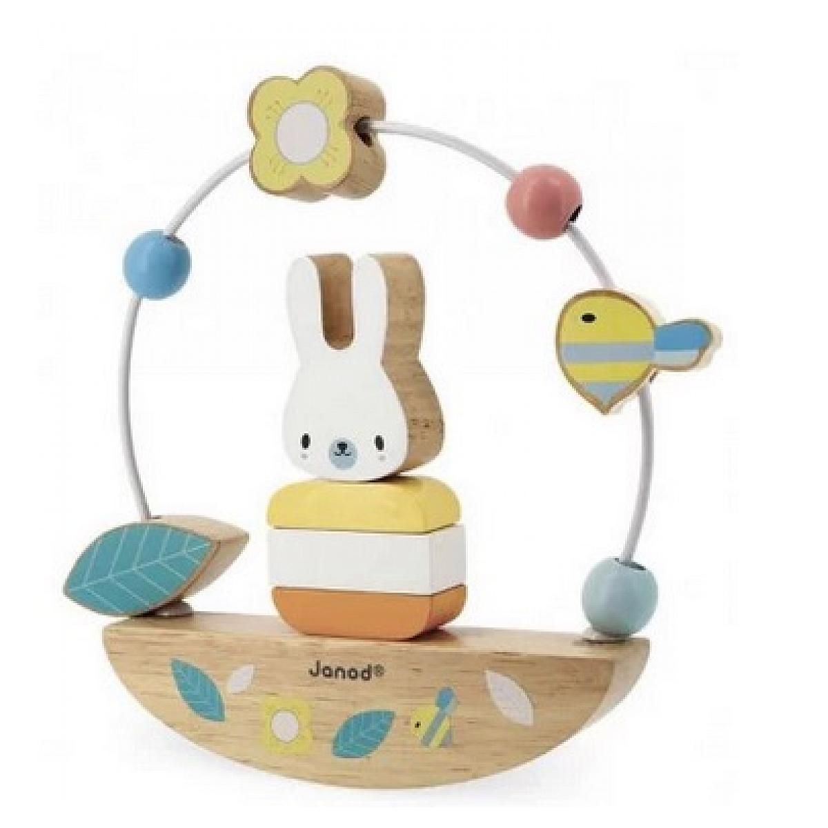 Juratoys-Janod Jouet en Bois Looping Basculo Lapin Pure de Janod - Éveil et Amusement pour Bébé