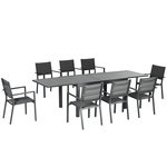 OUTSUNNY Ensemble de jardin 8 personnes chaises empilables table extensible 135/270L cm alu. textilène gris