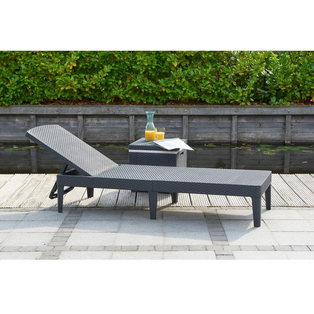 Bain de soleil résine 4 positions gris anthracite JAYPUR