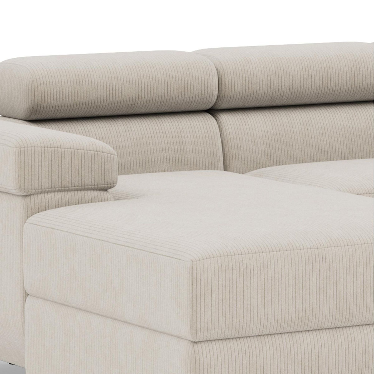 BEST MOBILIER Pablo - canapé panoramique en u - 7 places - convertible avec coffres et têtières réglables - en velours côtelé