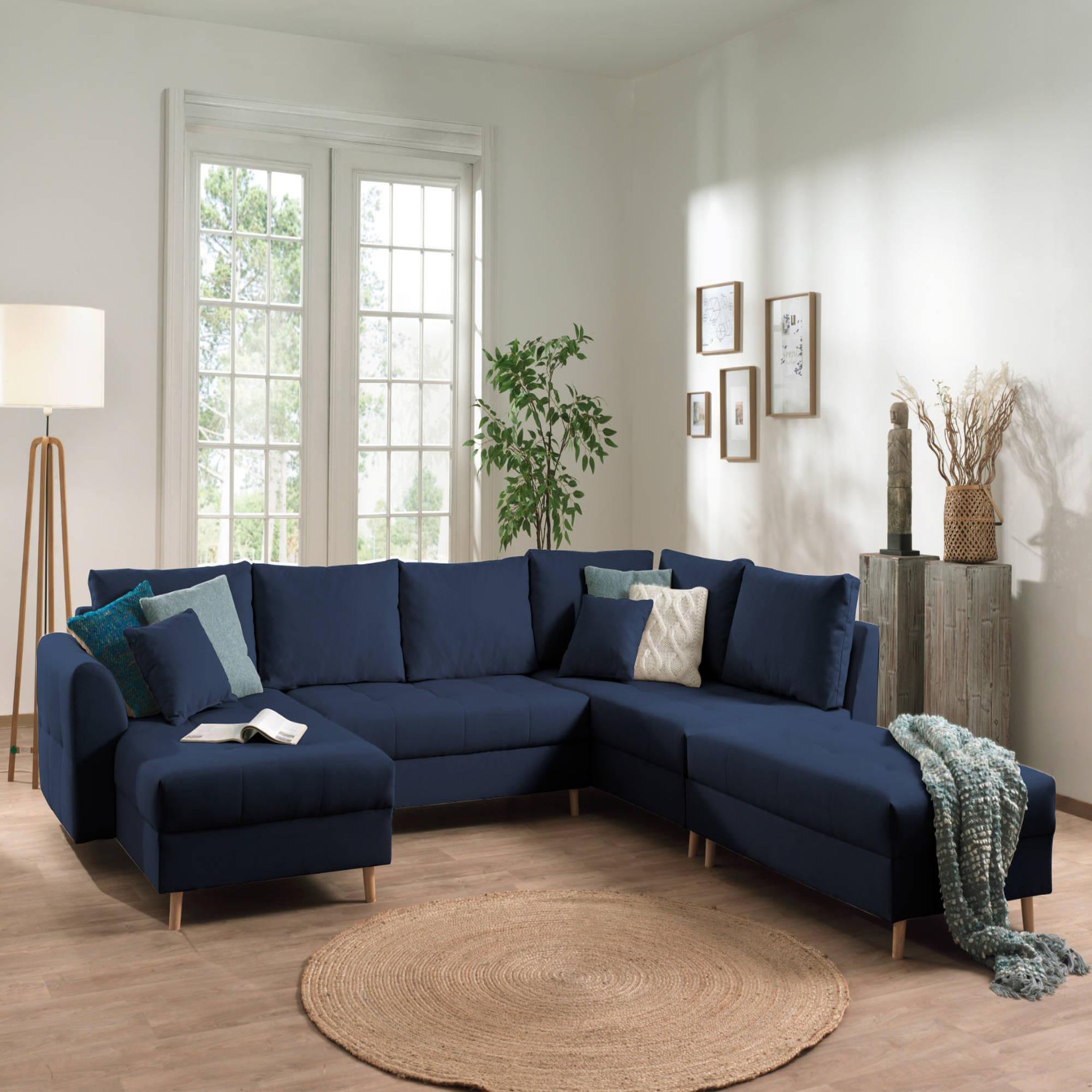 Voir la diapositive 4 : LISA DESIGN Rune - canapé panoramique - avec pouf d'appoint - 7 places - style scandinave - droit