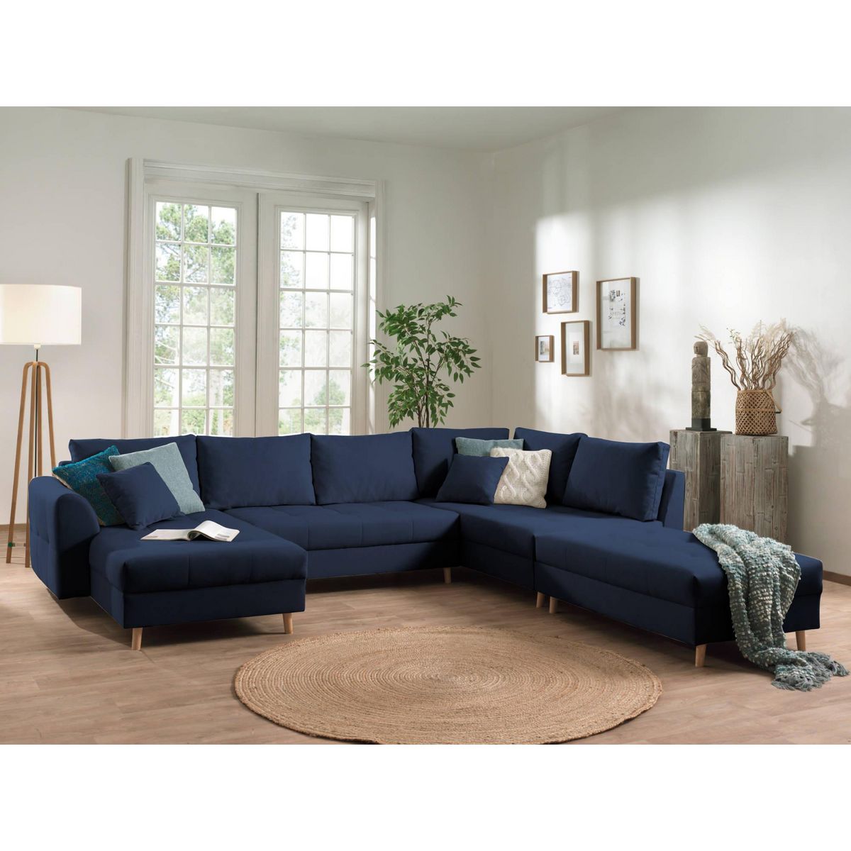 LISA DESIGN Rune - canapé panoramique - avec pouf d'appoint - 7 places - style scandinave - droit