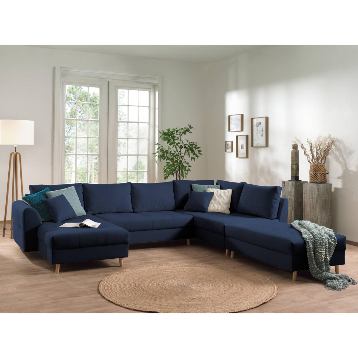 LISA DESIGN Rune - canapé panoramique - avec pouf d'appoint - 7 places - style scandinave - droit