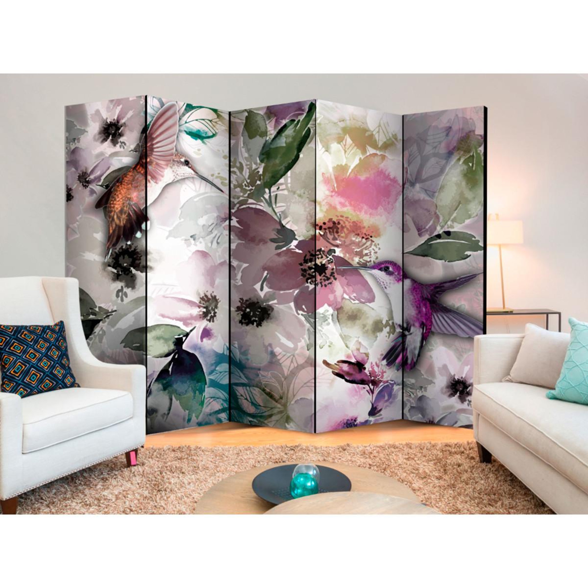 Voir la diapositive 2 : Paris Prix Paravent 5 volets  nature in watercolor  172x225cm