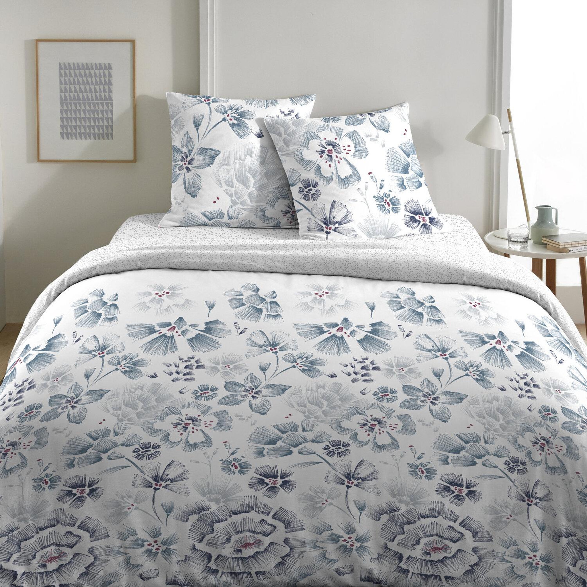 Home collection Parure housse de couette 100% coton 57 fils ambre. Coloris disponibles : Blanc