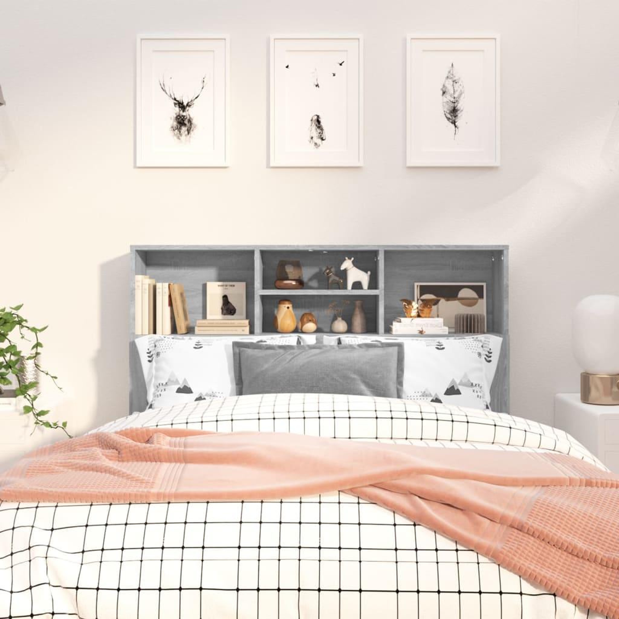 Voir la diapositive 3 : VIDAXL Armoire de tete de lit Sonoma gris 120x19x103,5 cm