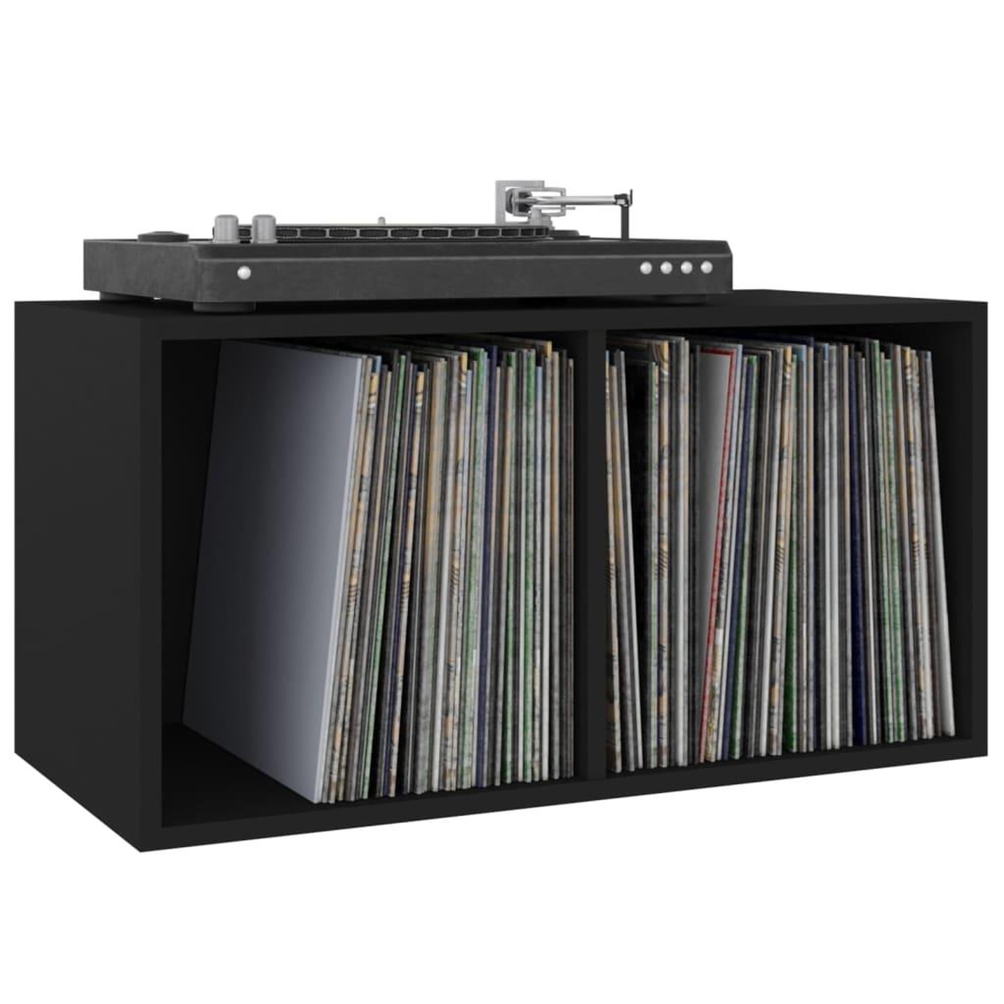 Voir la diapositive 5 : VIDAXL Boîte de rangement de vinyles Noir 71x34x36cm Bois d'ingenierie