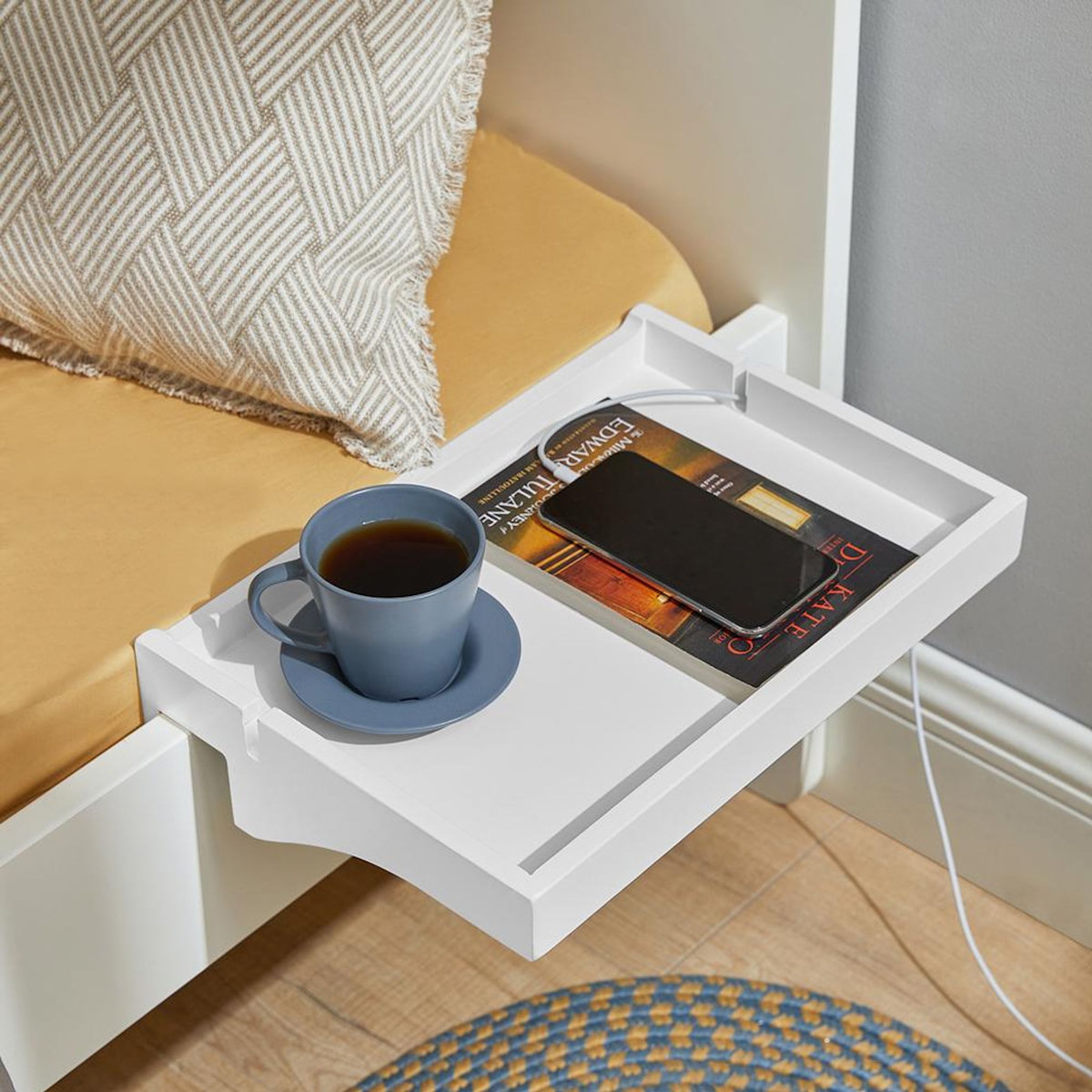 SOBUY SoBuy - Tablette De Chevet amovible avec encoches pour câbles - Minimaliste - NKD01