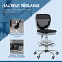 Voir la diapositive 4 : VINSETTO Chaise de bureau haute ergonomique - chaise de travail surélevée - assise haute réglable H.68-88 cm - noir