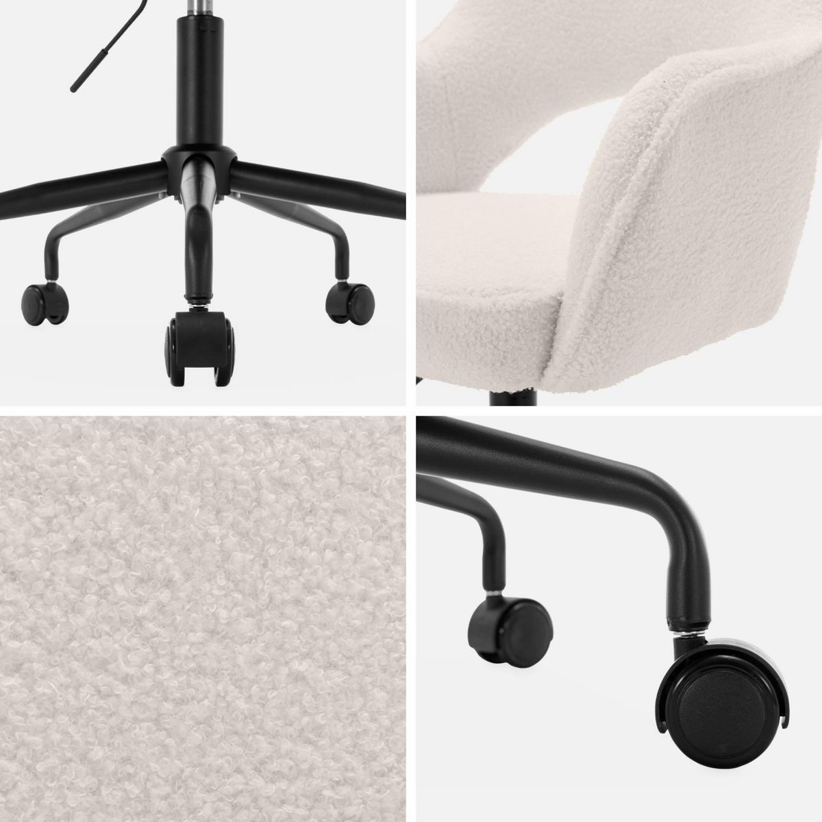 SWEEEK Chaise de bureau à roulettes, Jim, L 60 x P 62 x H 89 / 99cm.