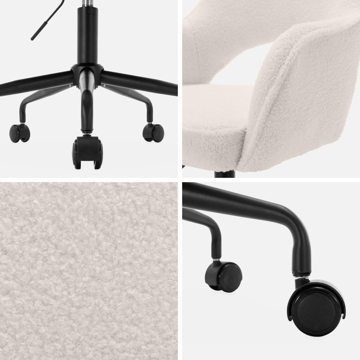 SWEEEK Chaise de bureau à roulettes, Jim, L 60 x P 62 x H 89 / 99cm.