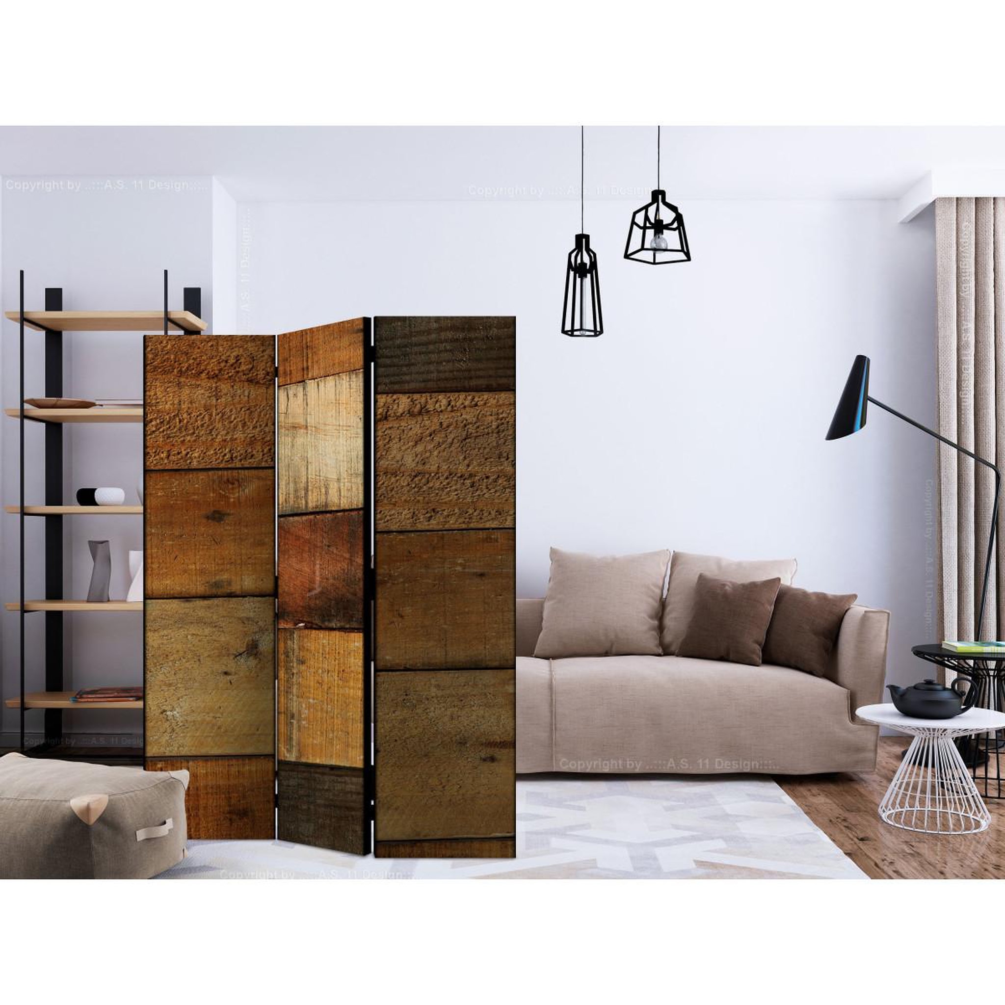 Voir la diapositive 2 : Paris Prix Paravent 3 volets  wooden textures  135x172cm