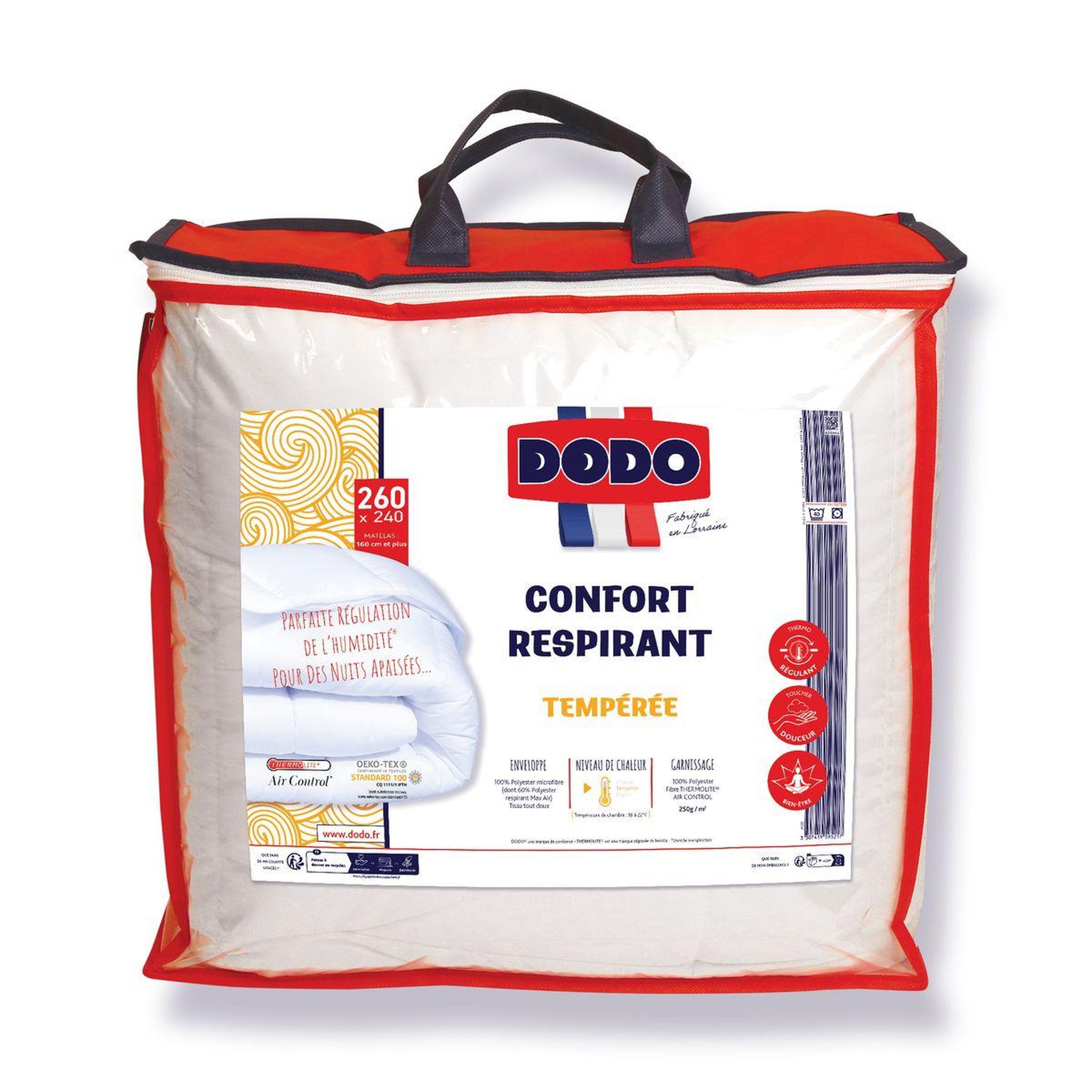 Voir la diapositive 1 : DODO Couette tempérée en polyester Fibre Thermolite Air control 250g/m² CONFORT RESPIRANT 