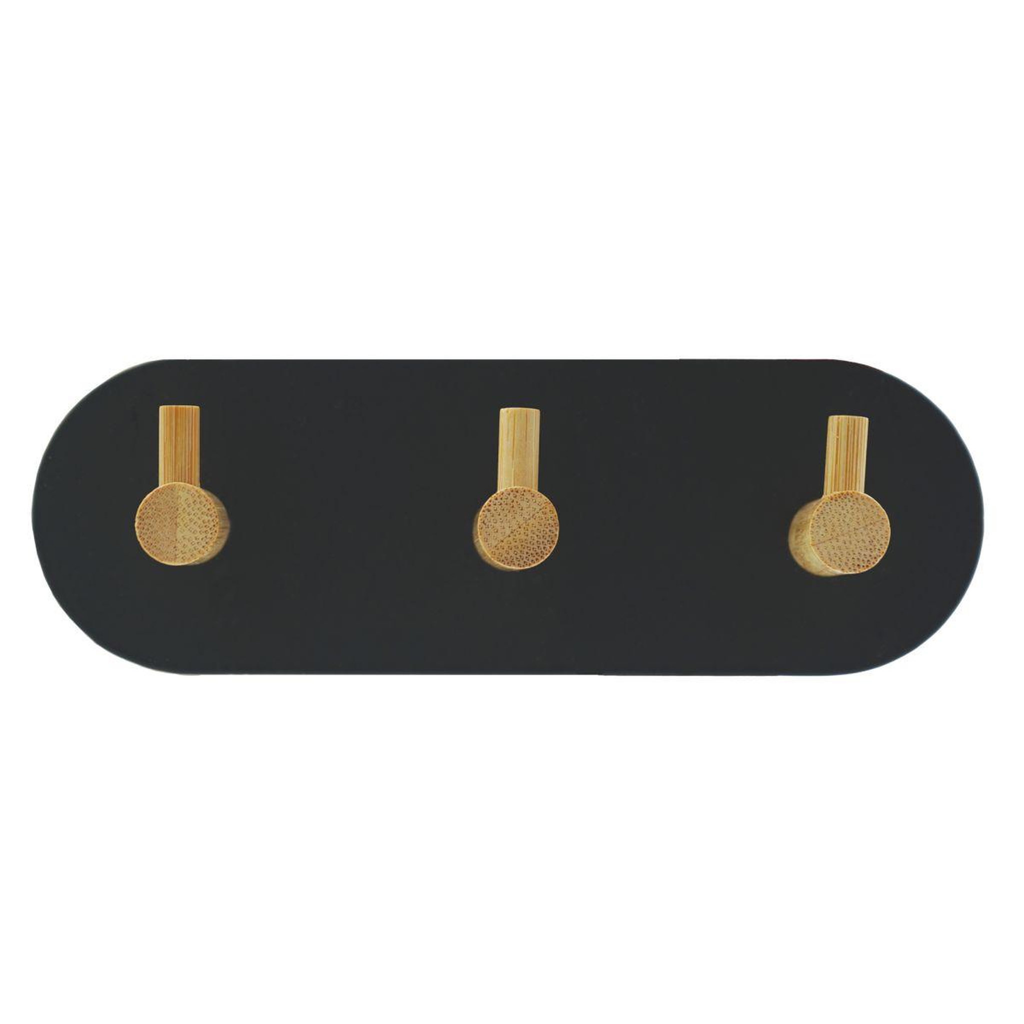 Douceur d'Intérieur Patère adhésive 3 crochets en métal  fixeo  14cm noir