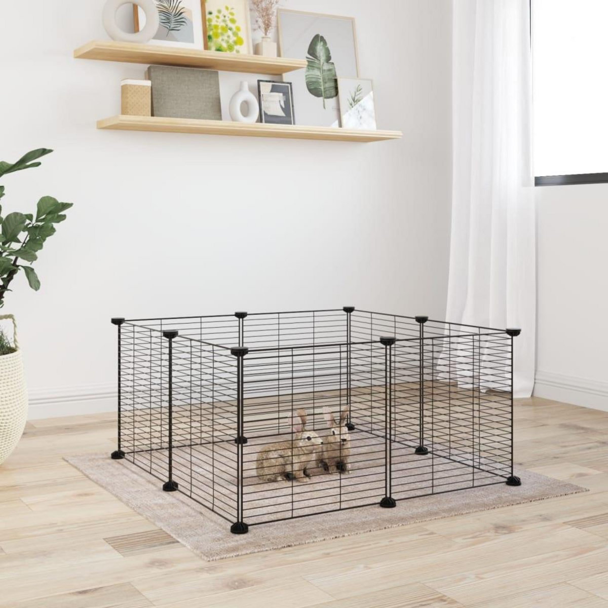 VIDAXL Cage animaux de compagnie a 8 panneaux Noir 35x35 cm Acier