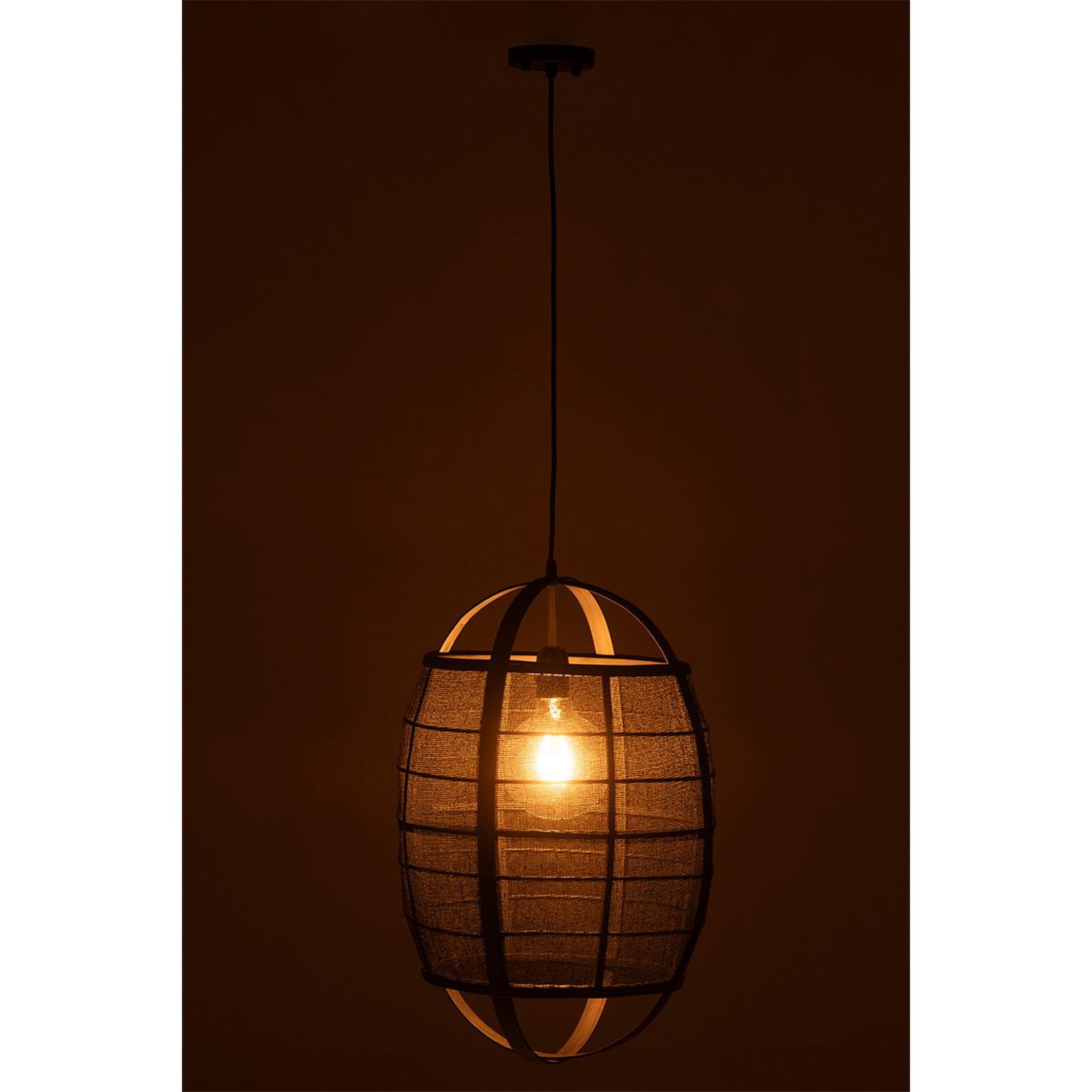 Voir la diapositive 3 : J-LINE Lampe Suspension en Bambou  Ion  37cm Noir
