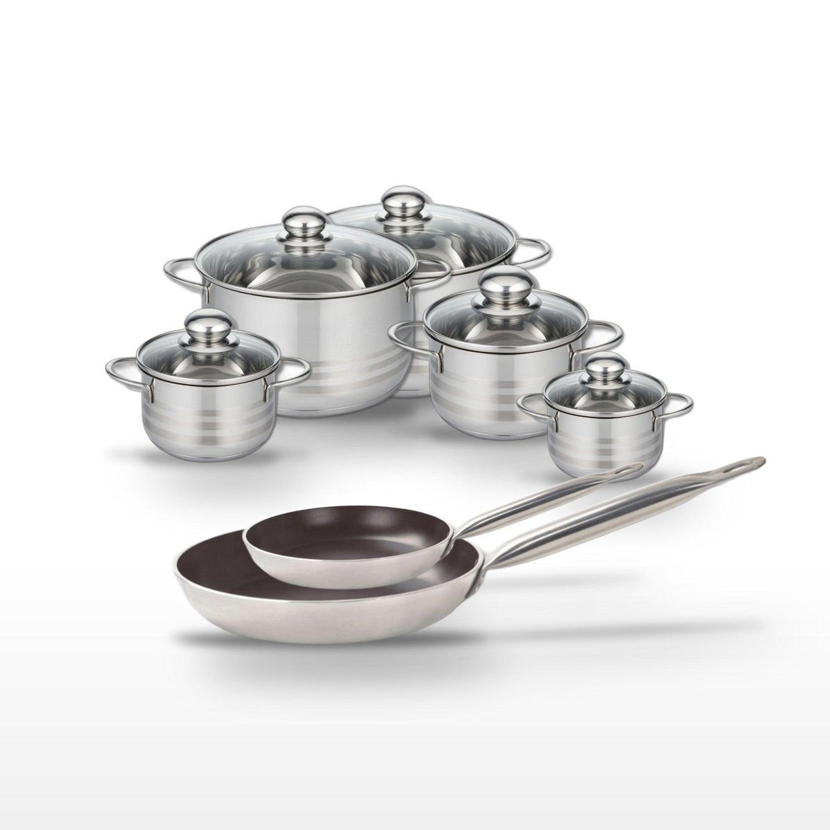 ELO Lot Poêles 24cm & 32cm Elo Bistro Line avec Faitouts 12/14/16/20/24cm