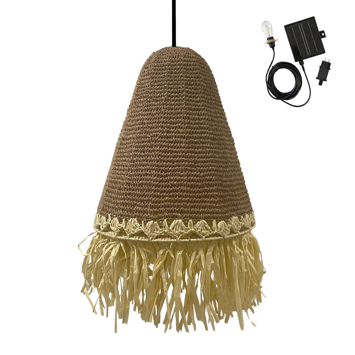 Lumisky Suspension d'extérieur nomade solaire PALOMA Beige Herbe marine D40 cm