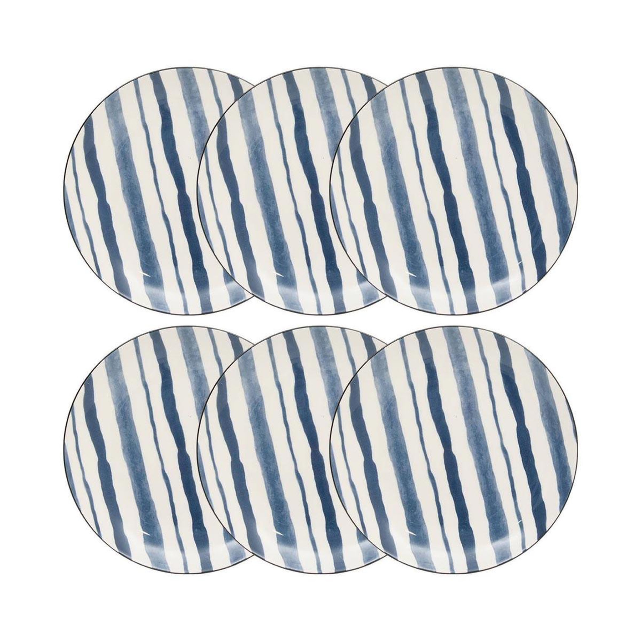 SECRET DE GOURMET Lot de 6 assiettes à dessert  umami rayure  19cm bleu