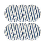 SECRET DE GOURMET Lot de 6 Assiettes à Dessert  Umami Rayure  19cm Bleu