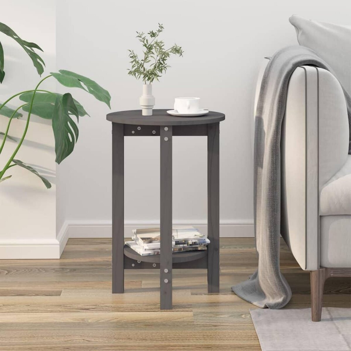 VIDAXL Table basse Gris Ø 40x60 cm Bois massif de pin