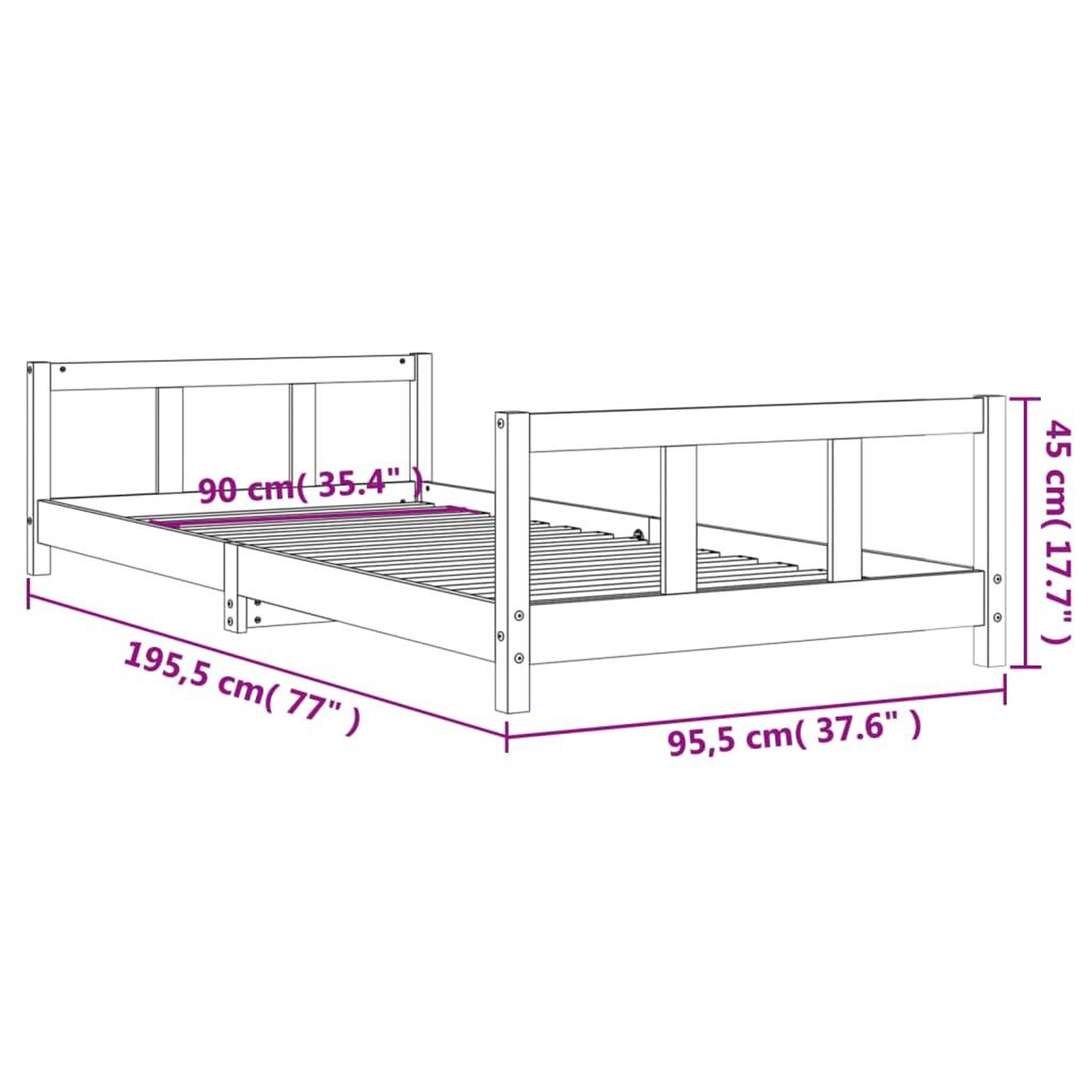 Voir la diapositive 6 : VIDAXL Cadre de lit pour enfants blanc 90x190 cm bois de pin massif