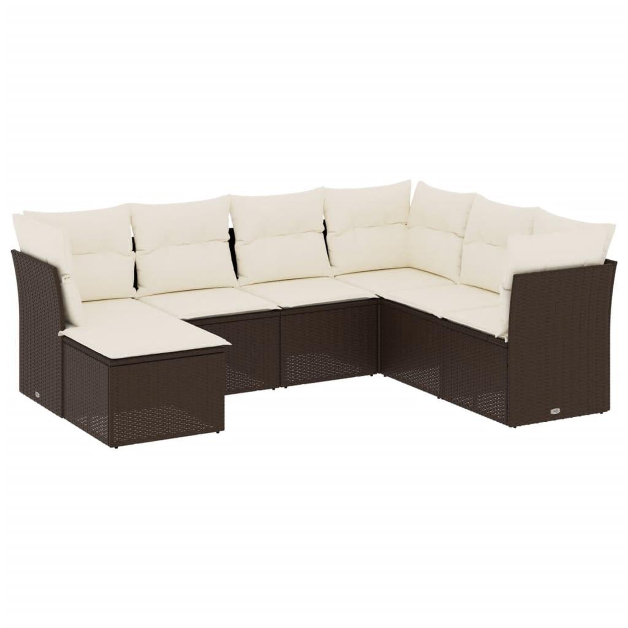 Voir la diapositive 2 : VIDAXL Salon de jardin avec coussins 7 pcs marron resine tressee