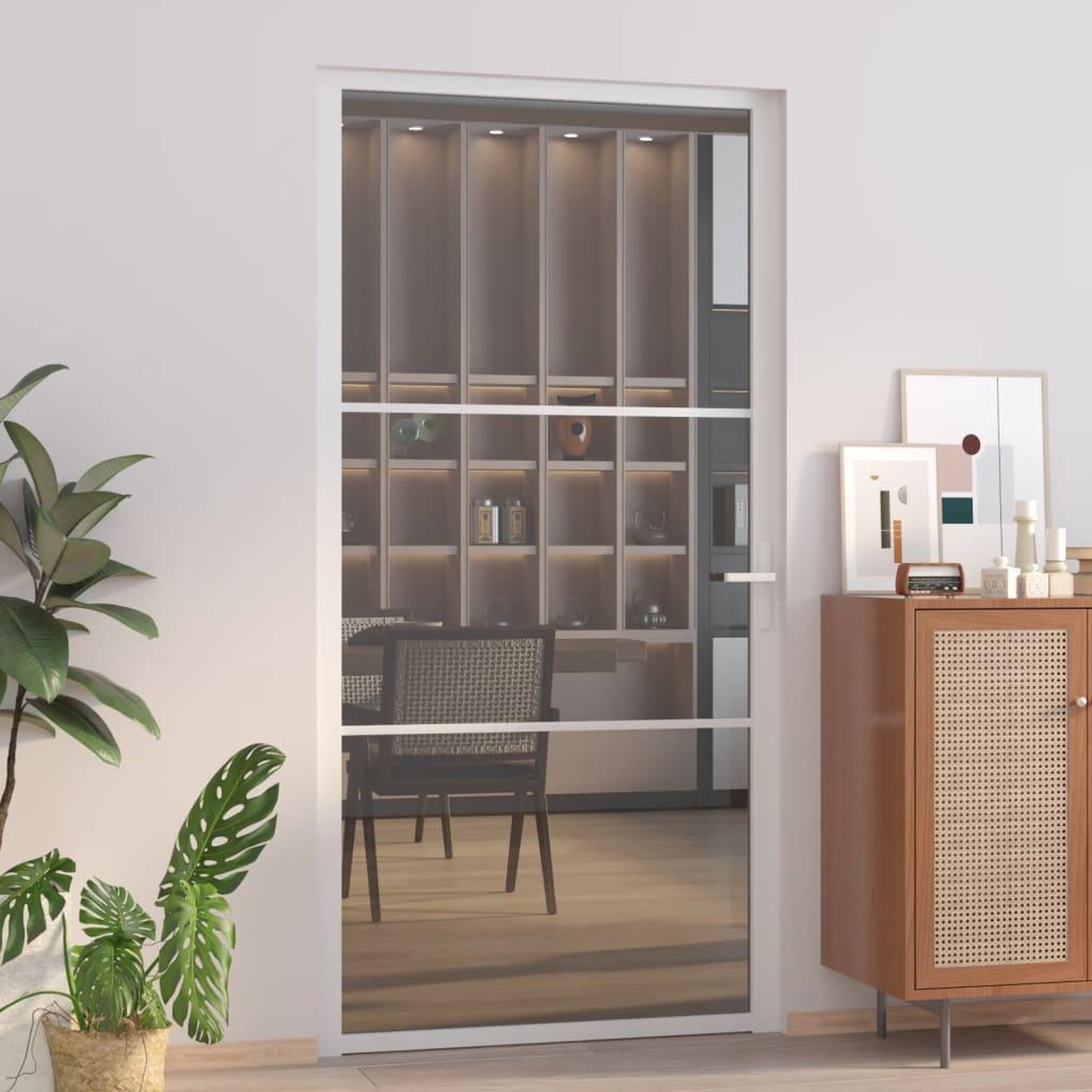 Voir la diapositive 1 : VIDAXL Porte interieure 102,5x201,5 cm Blanc Verre ESG et aluminium