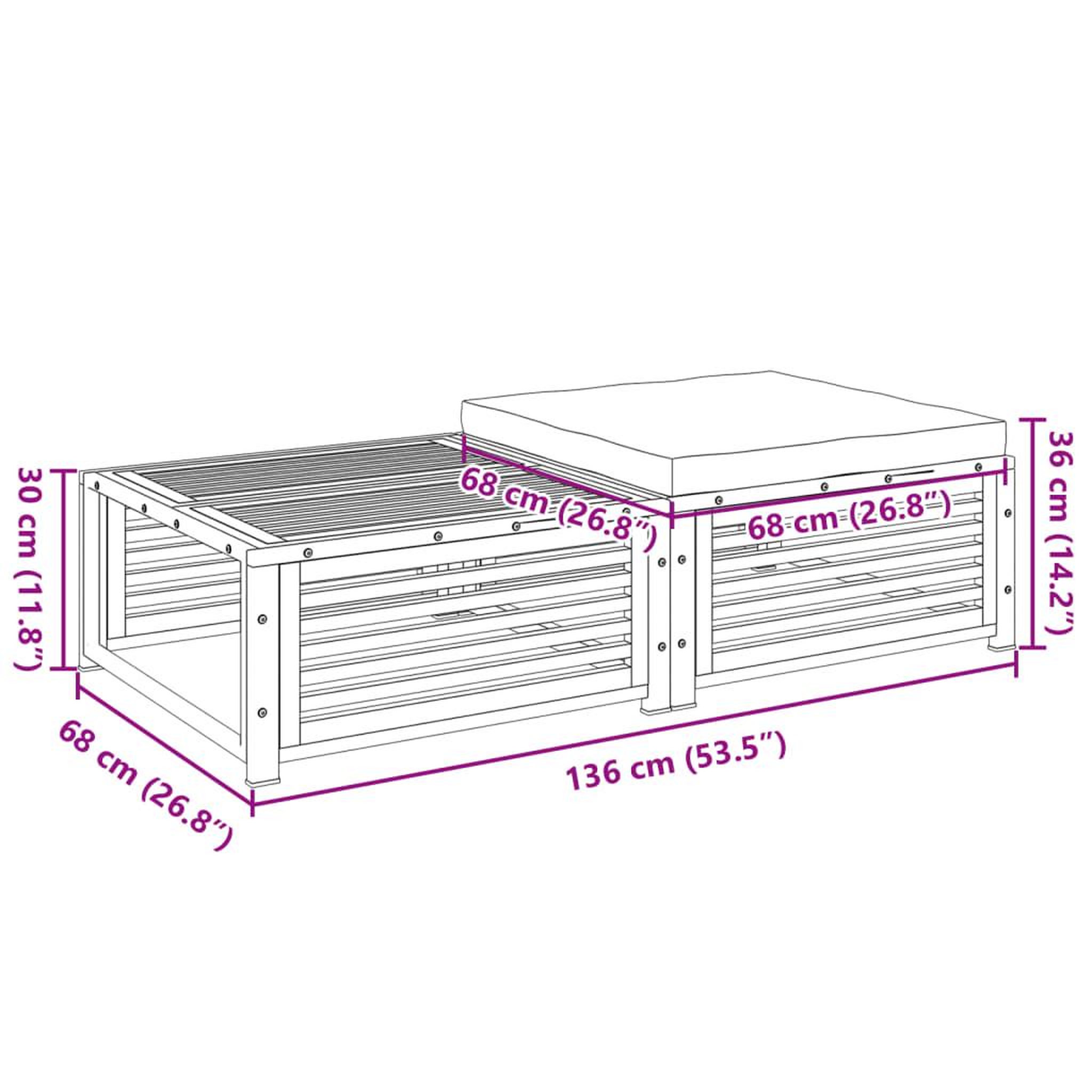 Voir la diapositive 6 : VIDAXL Table de jardin avec tabouret bois d'acacia massif