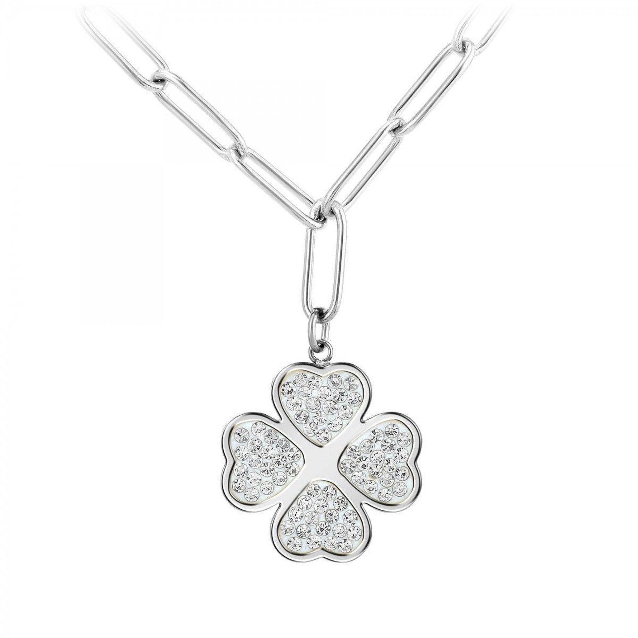 Voir la diapositive 1 : SC CRYSTAL Collier trèfle SC Crystal orné de Cristaux scintillants