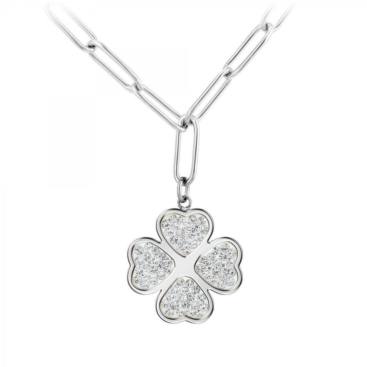 SC CRYSTAL Collier trèfle SC Crystal orné de Cristaux scintillants