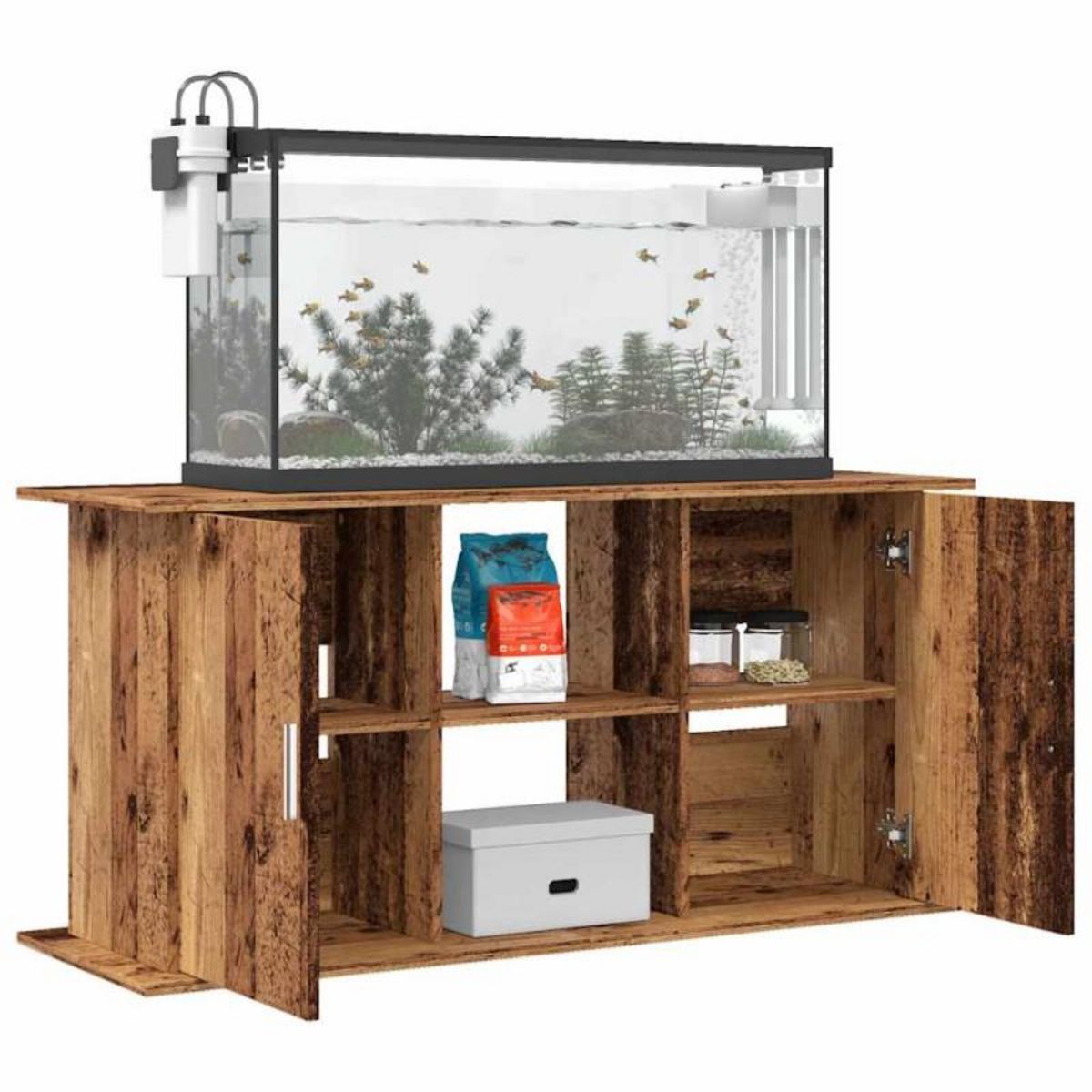 VIDAXL Support pour aquarium vieux bois 121x41x58 cm bois d ingénierie