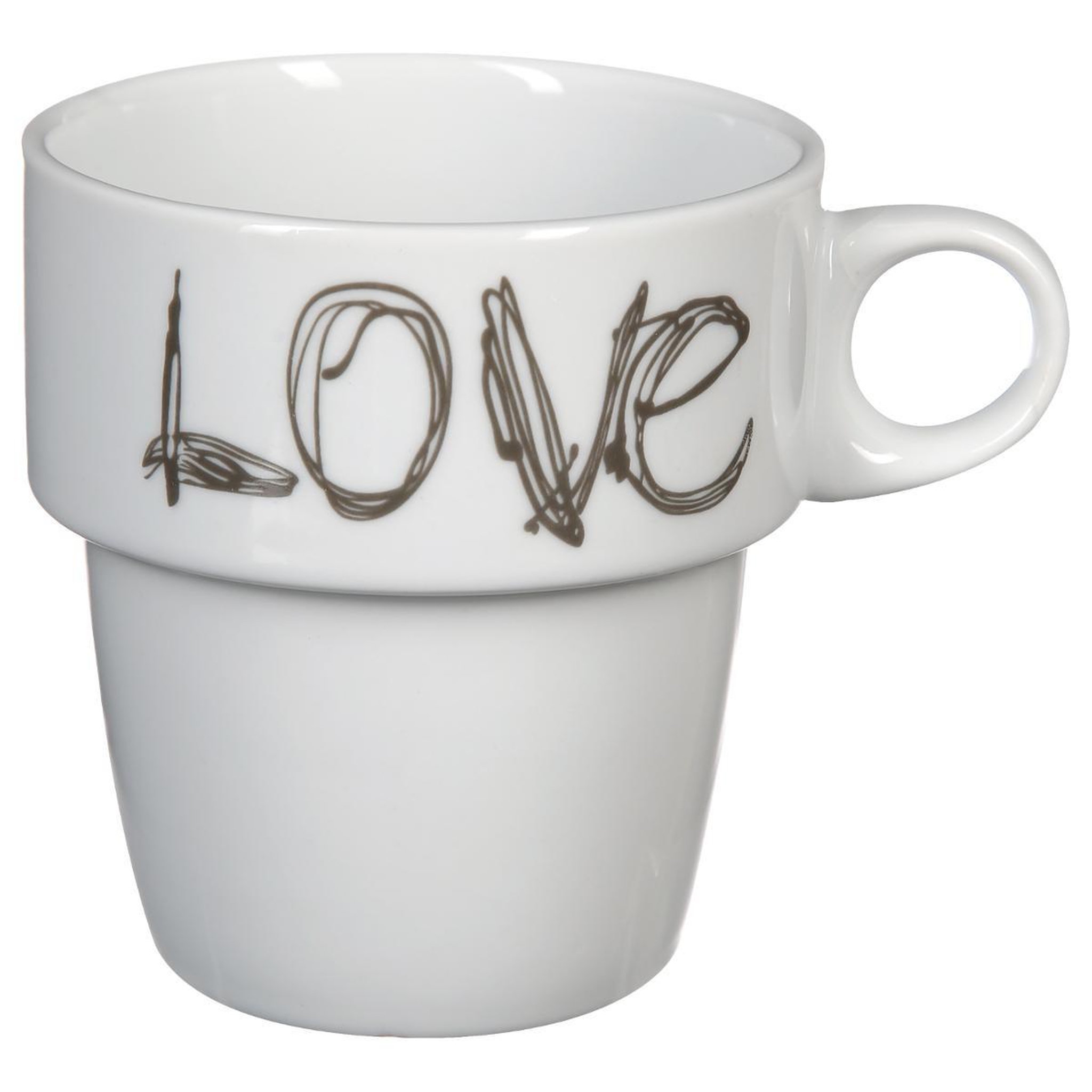 Voir la diapositive 2 : SECRET DE GOURMET Lot de 6 mugs avec rack   love  26cl beige