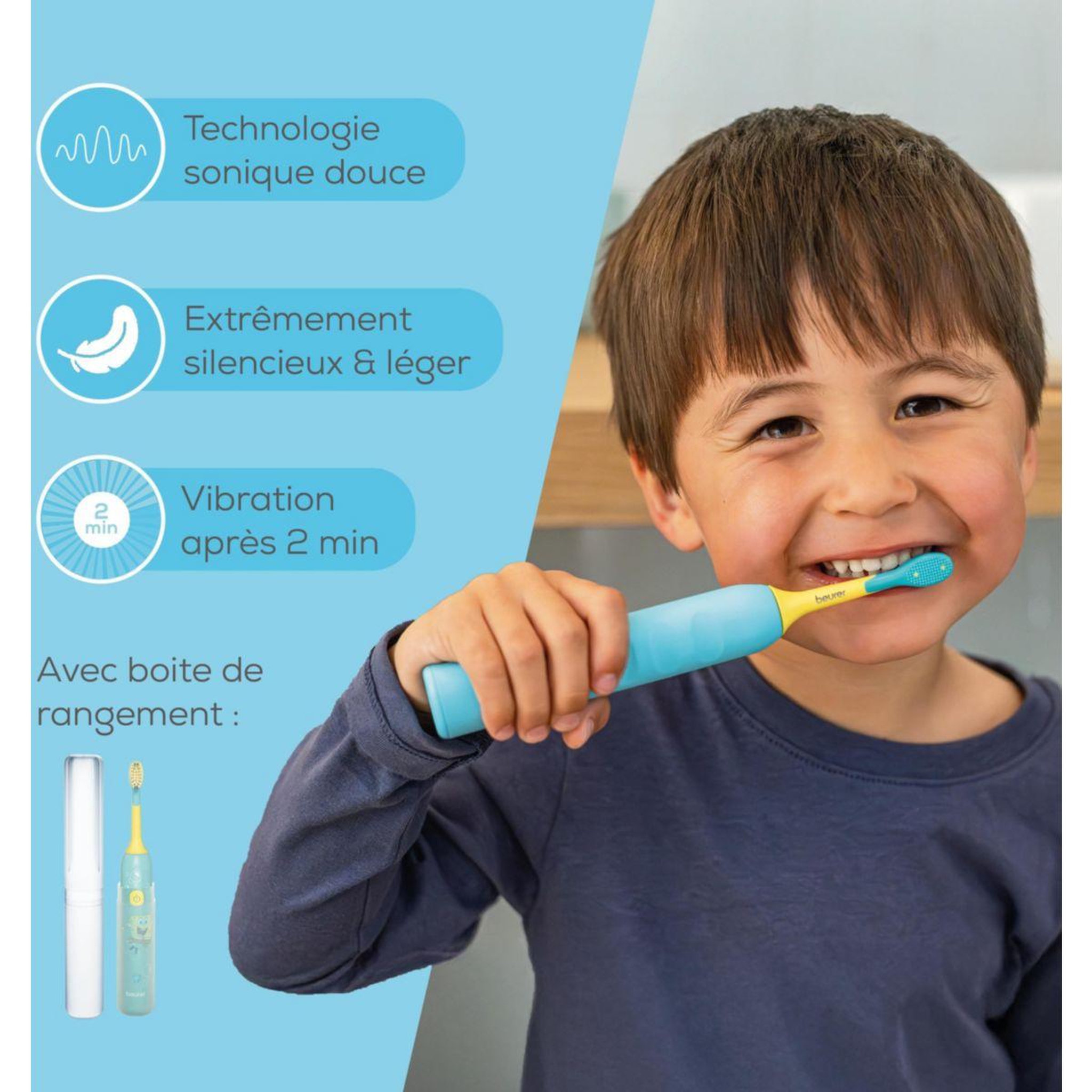 Voir la diapositive 2 : Beurer Brosse à dents électrique SC 11 Aqua Blue