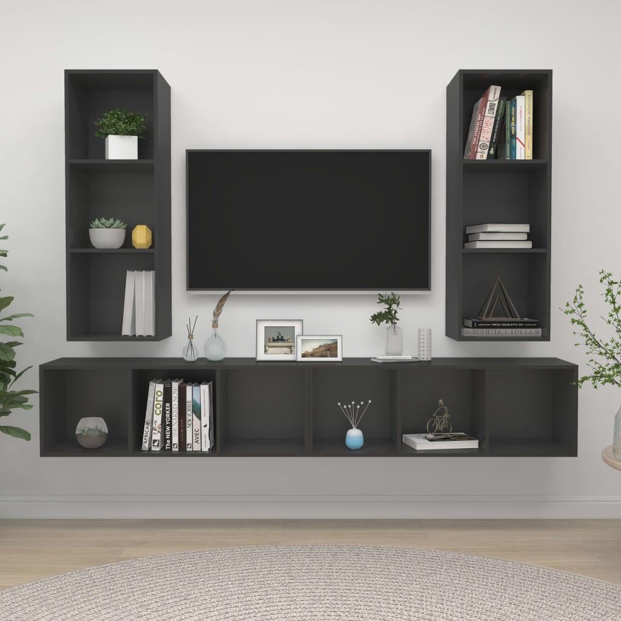 Voir la diapositive 1 : VIDAXL Meubles TV muraux 4 pcs Gris Bois d'ingenierie