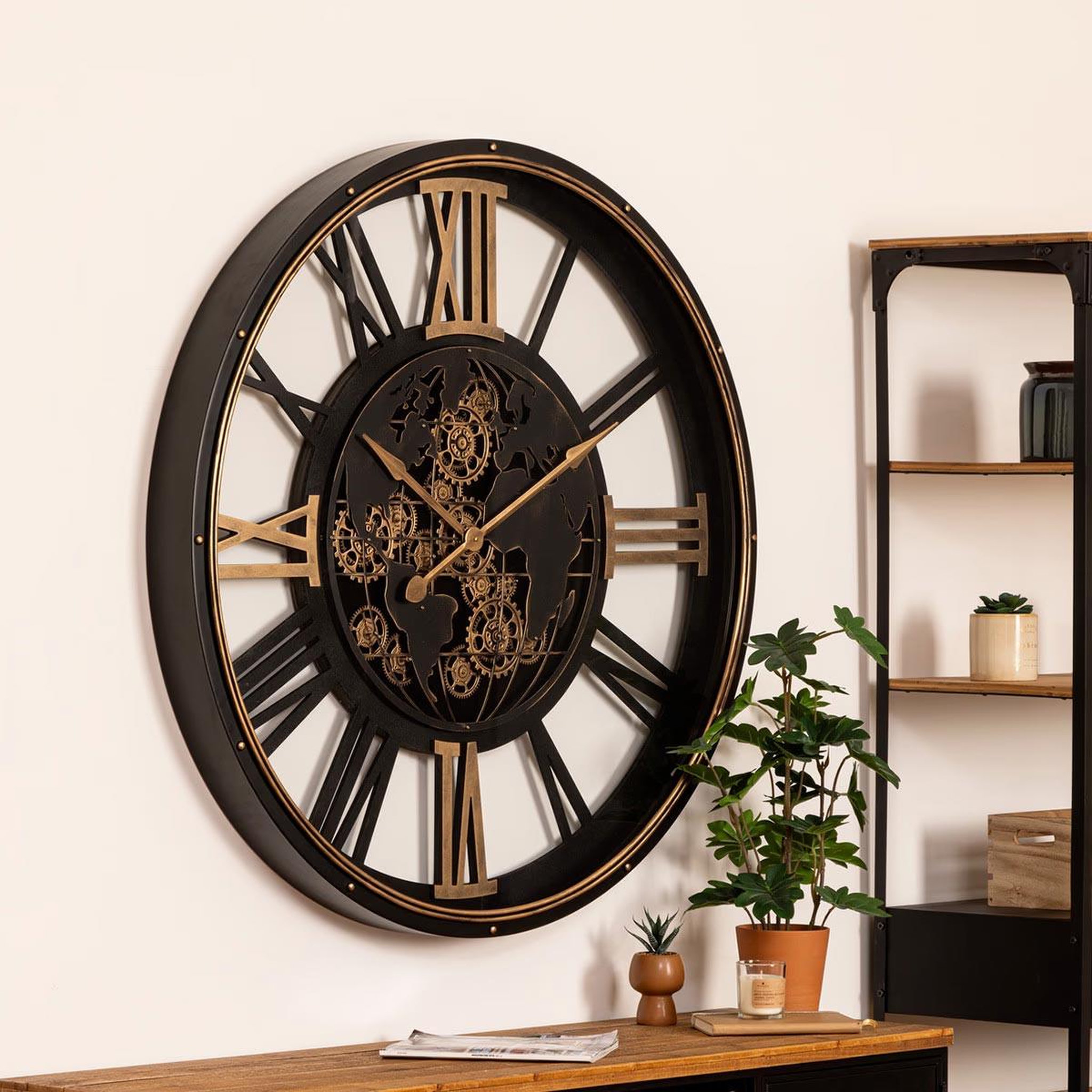 Voir la diapositive 4 : ATMOSPHERA Horloge murale avec mécanisme  clark  110cm noir