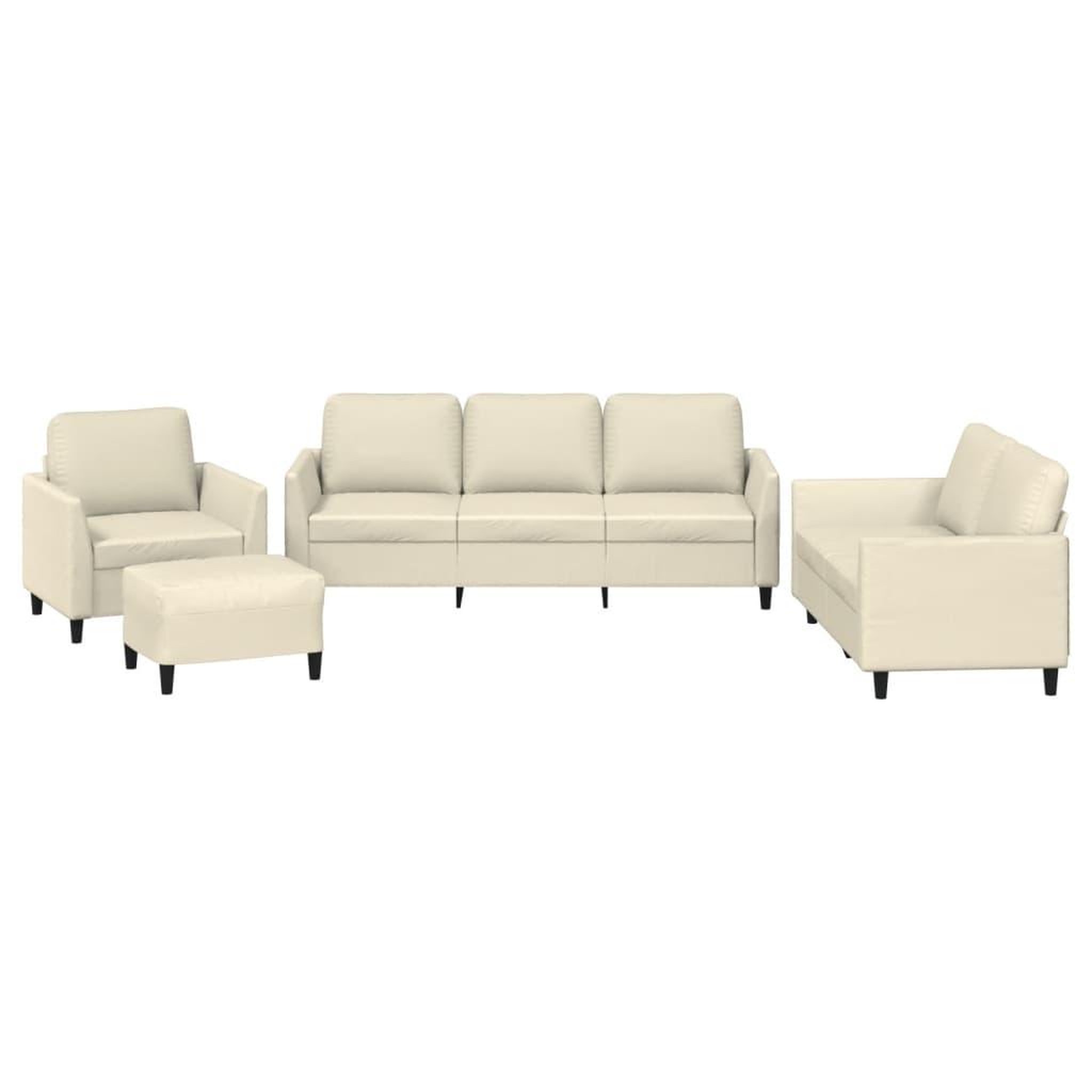 Voir la diapositive 2 : VIDAXL Ensemble de canapes 4 pcs avec coussins Creme Similicuir