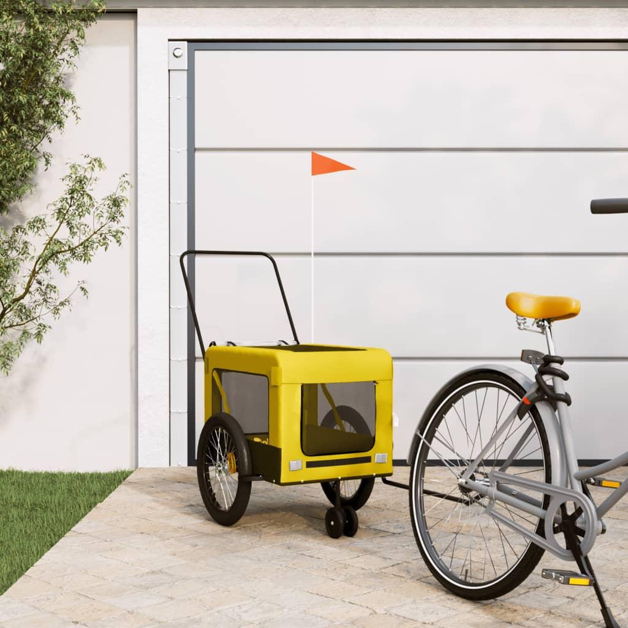 VIDAXL Remorque de velo pour animaux de compagnie jaune et noir