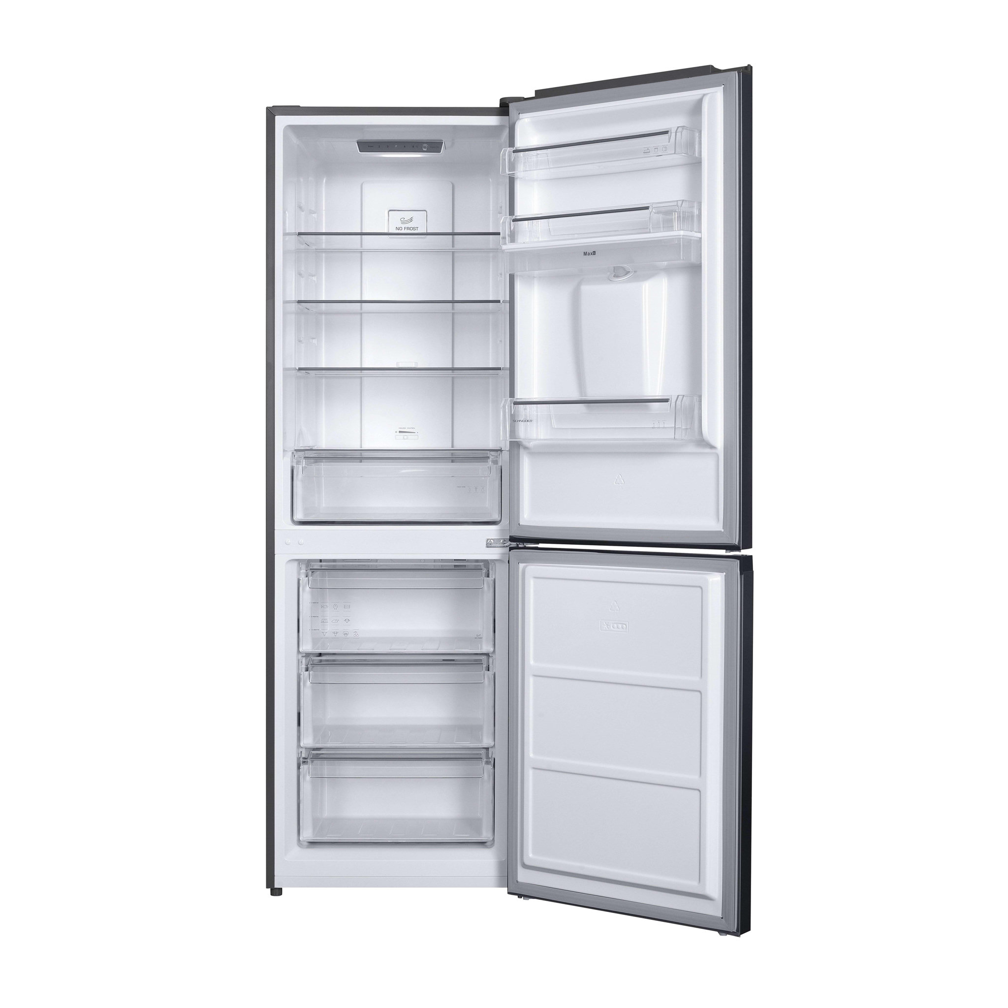 Voir la diapositive 5 : SCHNEIDER Réfrigérateur combiné 325L Inox - SCCB325HNFWD-XE