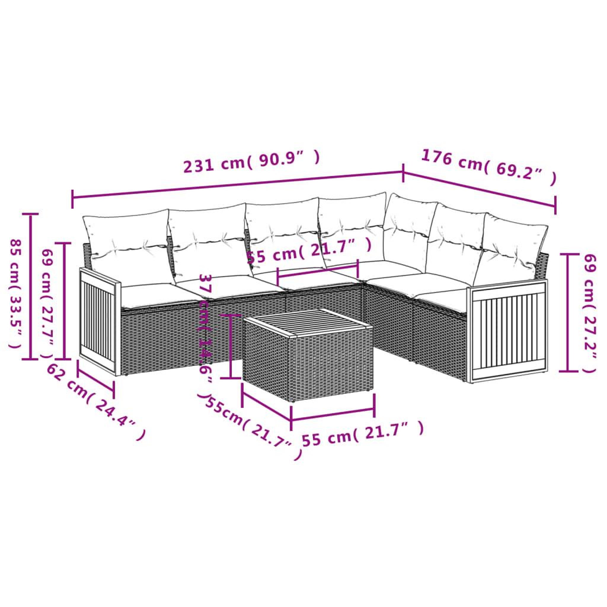 Voir la diapositive 4 : VIDAXL Salon de jardin 7 pcs avec coussins noir resine tressee