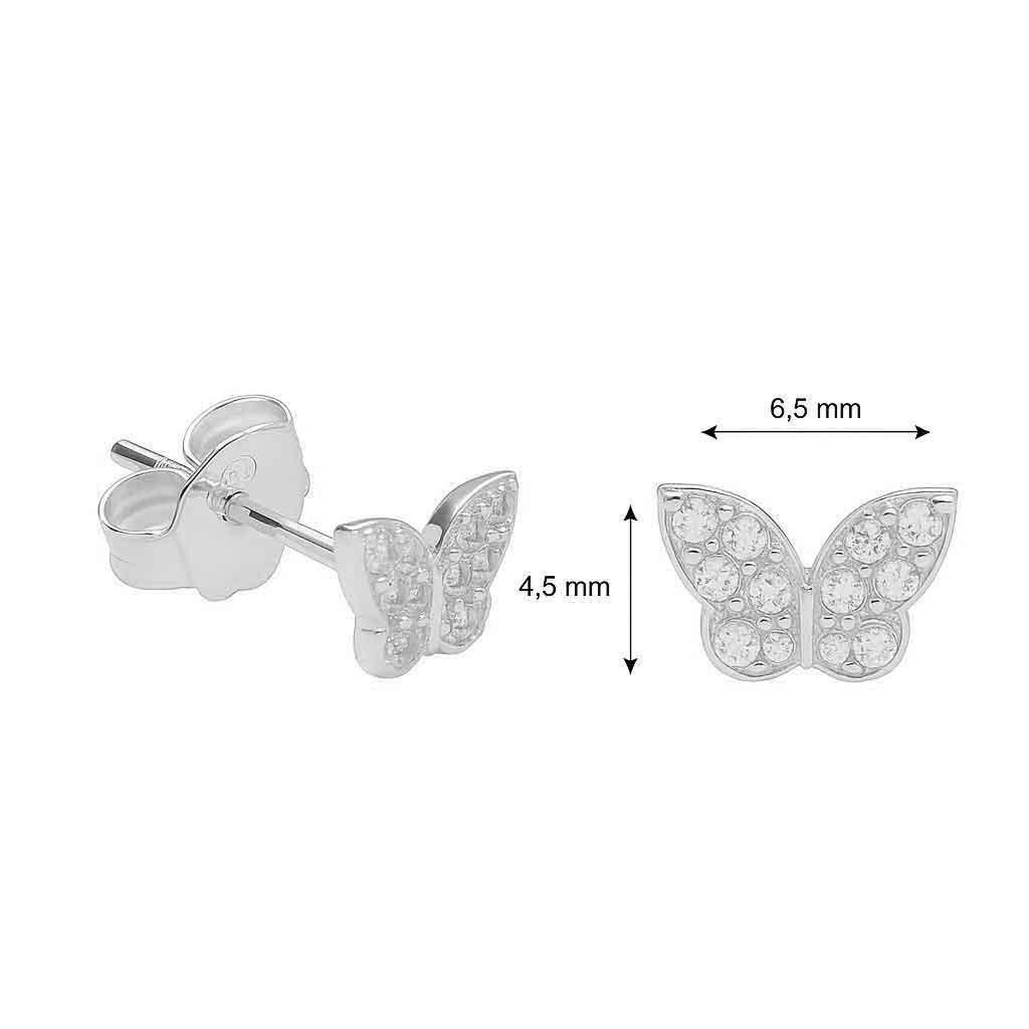 Voir la diapositive 2 : L'ATELIER D'AZUR Boucles d'Oreilles Argent 925/000 Rhodié - Papillon Pavé de Zirconiums