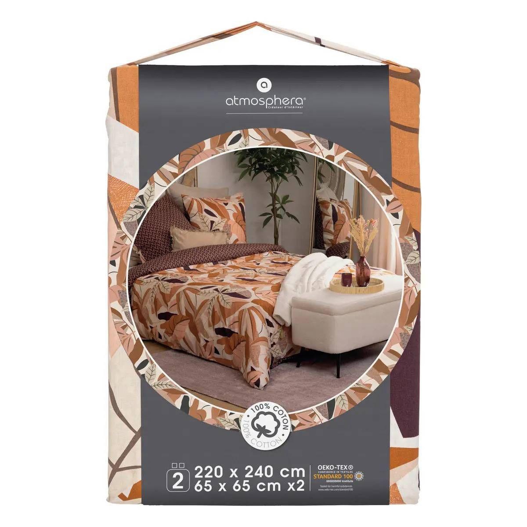 Voir la diapositive 3 : ATMOSPHERA Parure de lit 3 pièces  elba  240x220cm terracotta