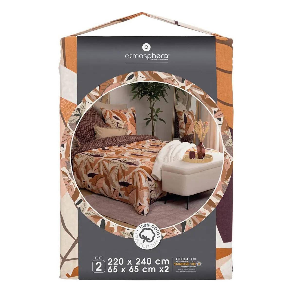 ATMOSPHERA Parure de lit 3 Pièces  Elba  240x220cm Terracotta