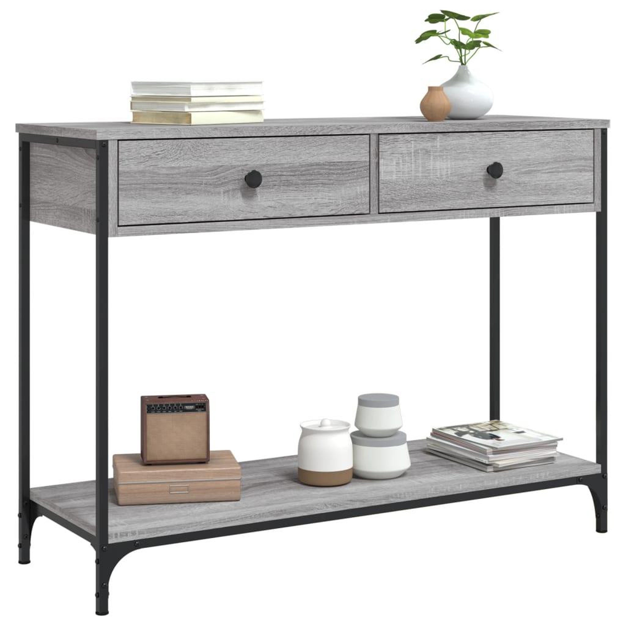 Voir la diapositive 3 : VIDAXL Table console sonoma gris 100x34,5x75 cm bois d'ingenierie
